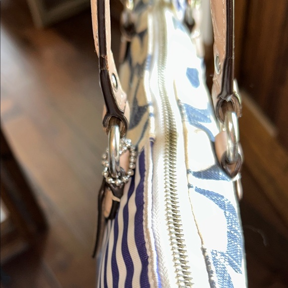 Coach Blue and Tan Patchwork Tote - Picture 14 of 15